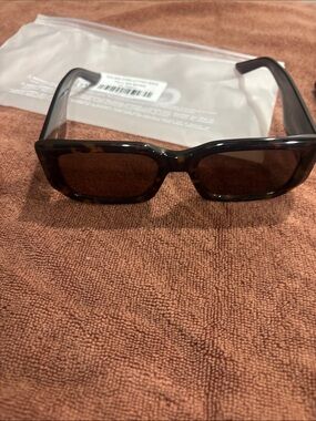 Quay Tell me More Rectangular Tortoiseshell Sunglasses with Brown Lenses